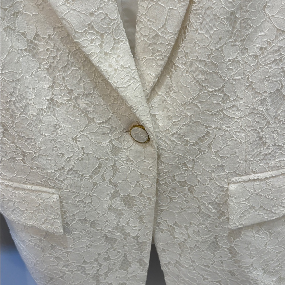 Milly Cream Lace Single-Button Blazer - Picture 3 of 4